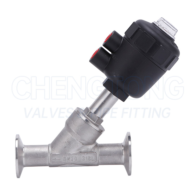 Quick installation pneumatic angle seat valve