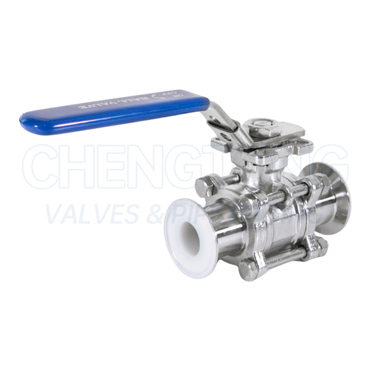 Fluorine lined three piece quick release ball valve