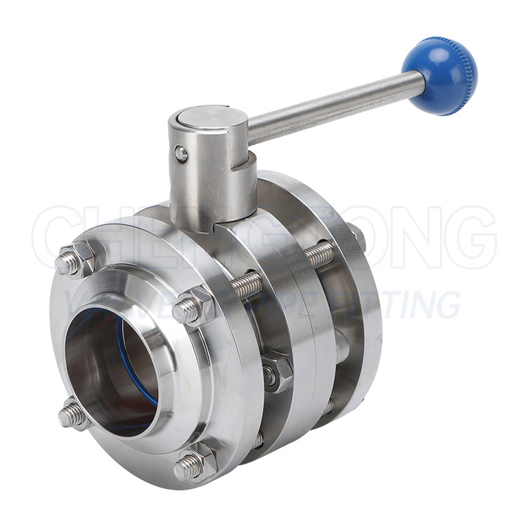 Three piece butterfly valve