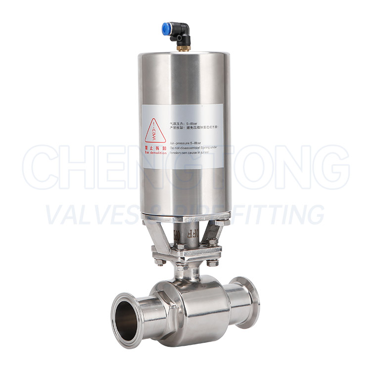 Single acting vertical pneumatic ball valve