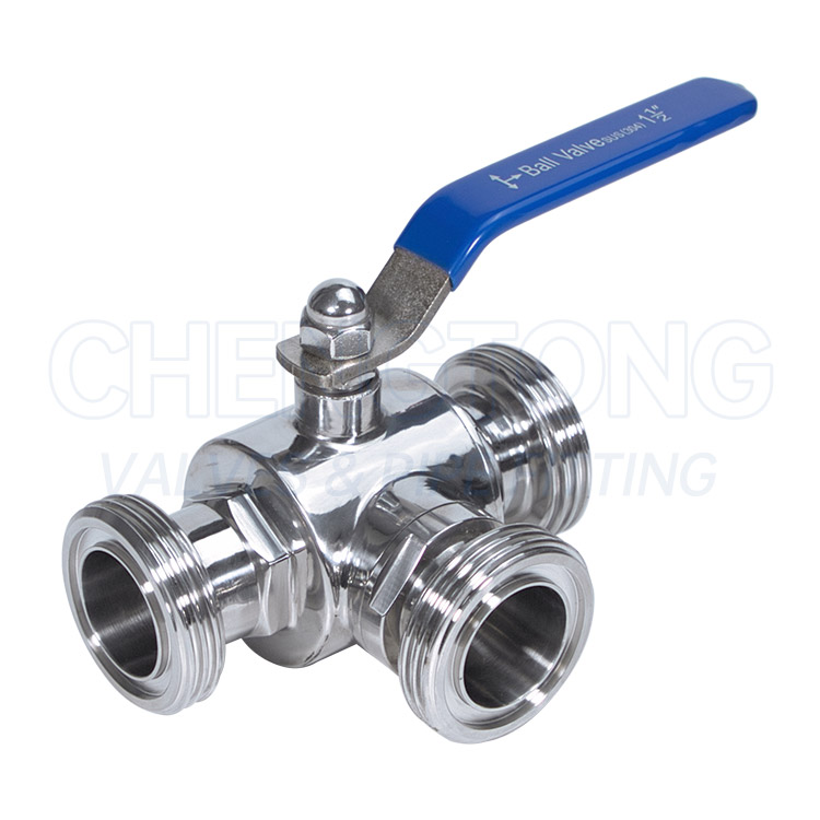 External thread three-way ball valve