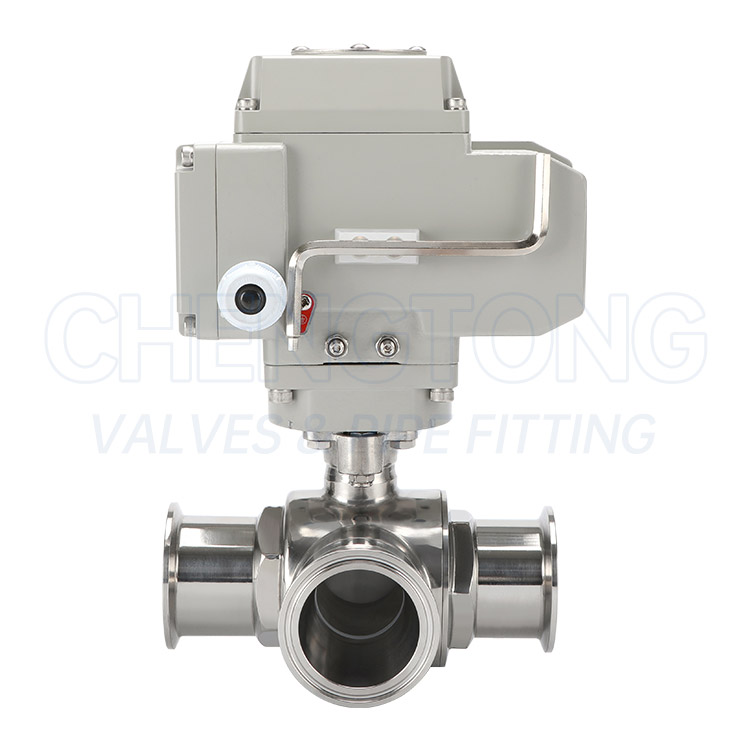 Electric quick installation three-way ball valve