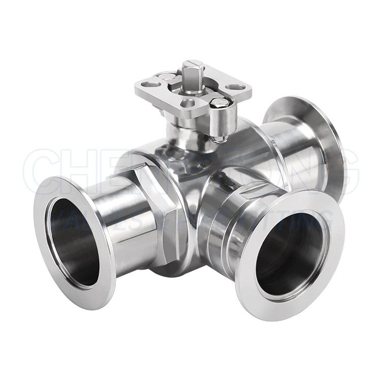 High platform vacuum three-way ball valve