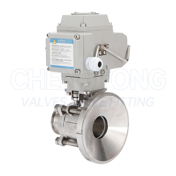 Electric three piece tank bottom ball valve