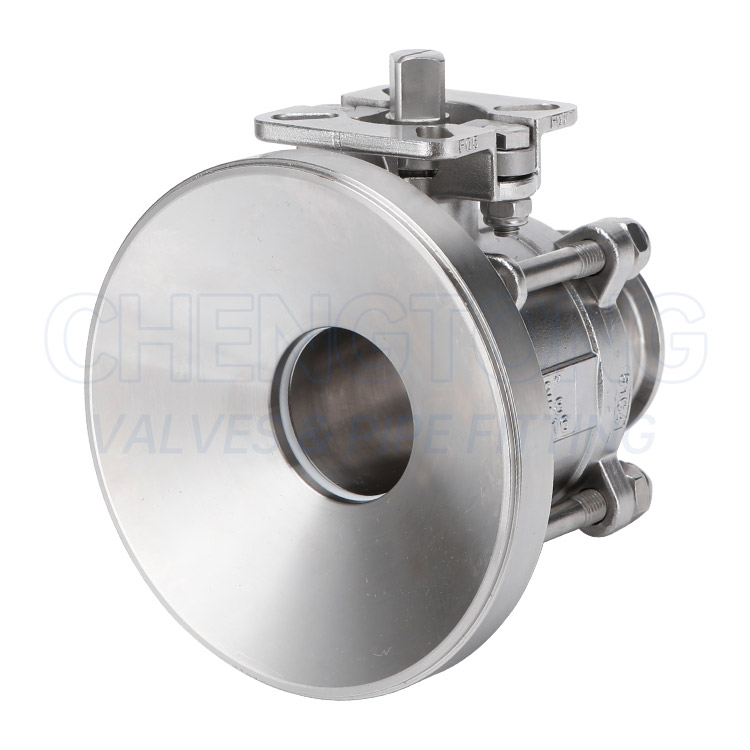 High platform three piece tank bottom ball valve