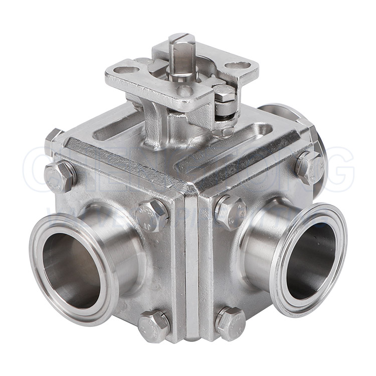 Non retention quick installation three-way ball valve