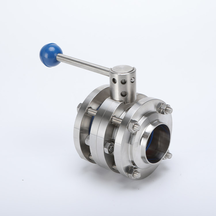 Three piece butterfly valve