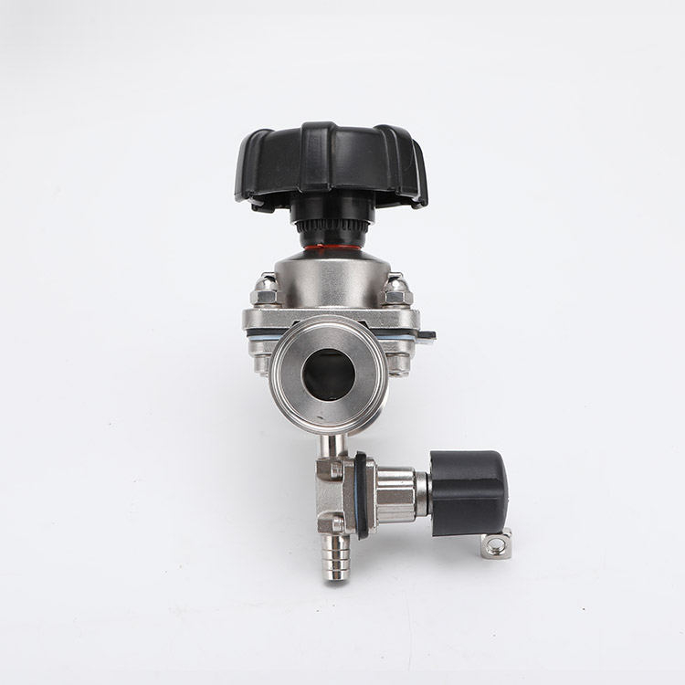 Aseptic diaphragm valve with single sampling valve