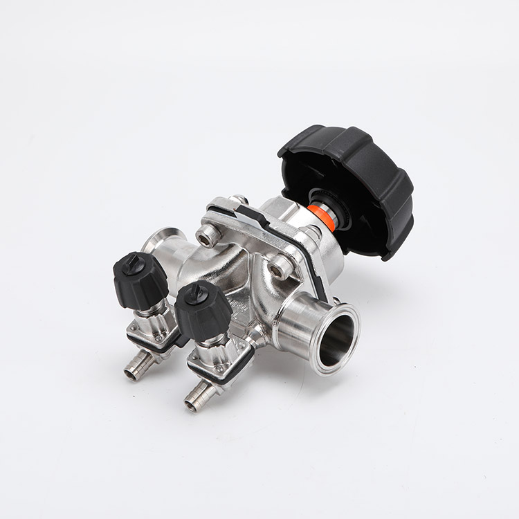 Aseptic diaphragm valve with dual sampling valve