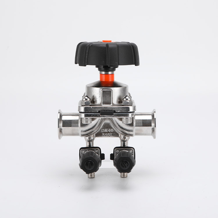 Aseptic diaphragm valve with dual sampling valve