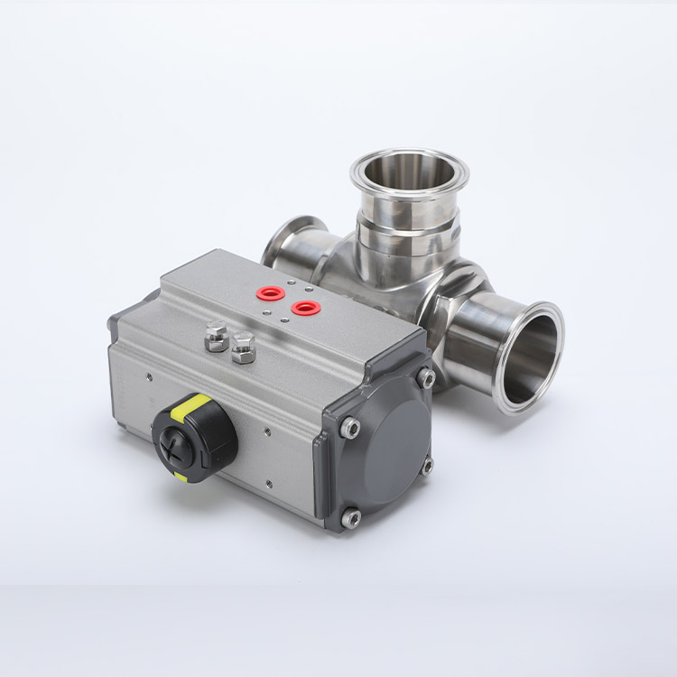 Pneumatic quick installation three-way ball valve