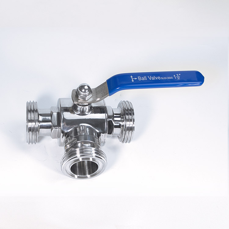 External thread three-way ball valve