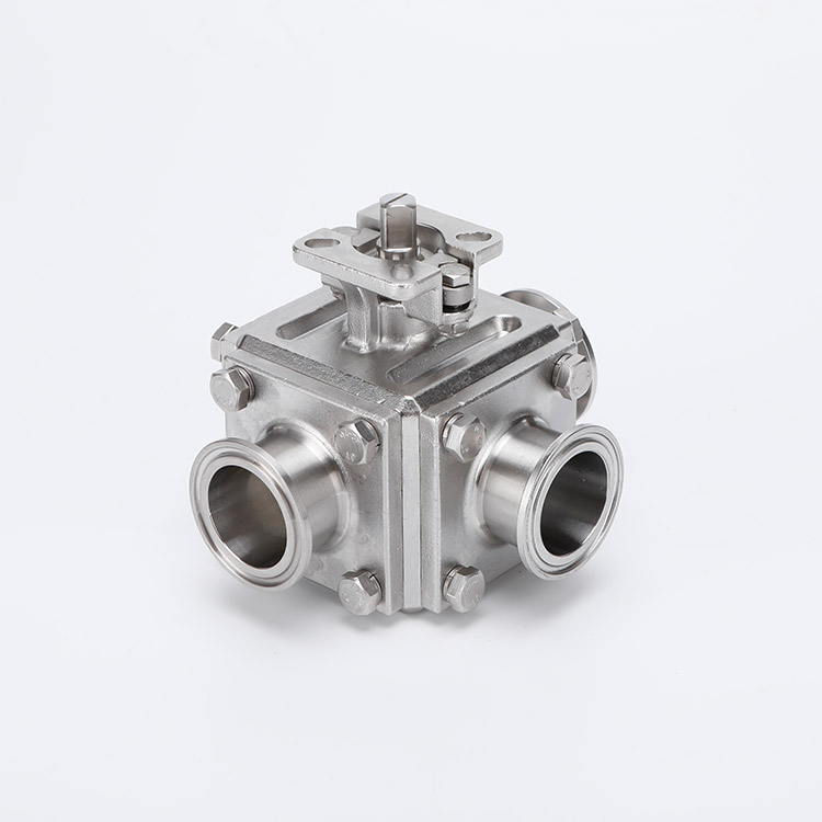 Non retention quick installation three-way ball valve
