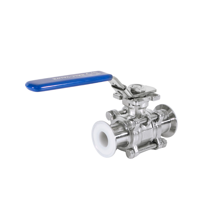Fluorine lined three piece quick release ball valve
