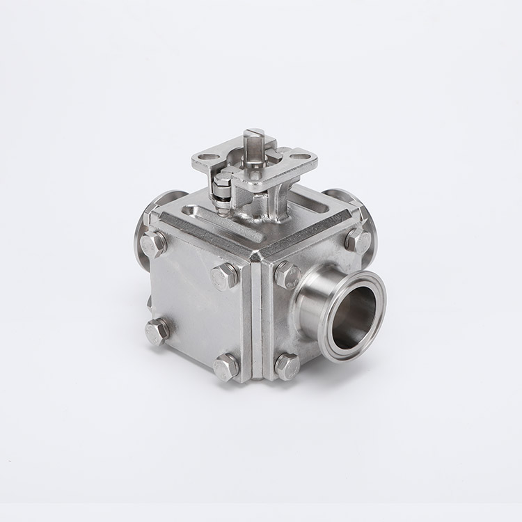Non retention quick installation three-way ball valve