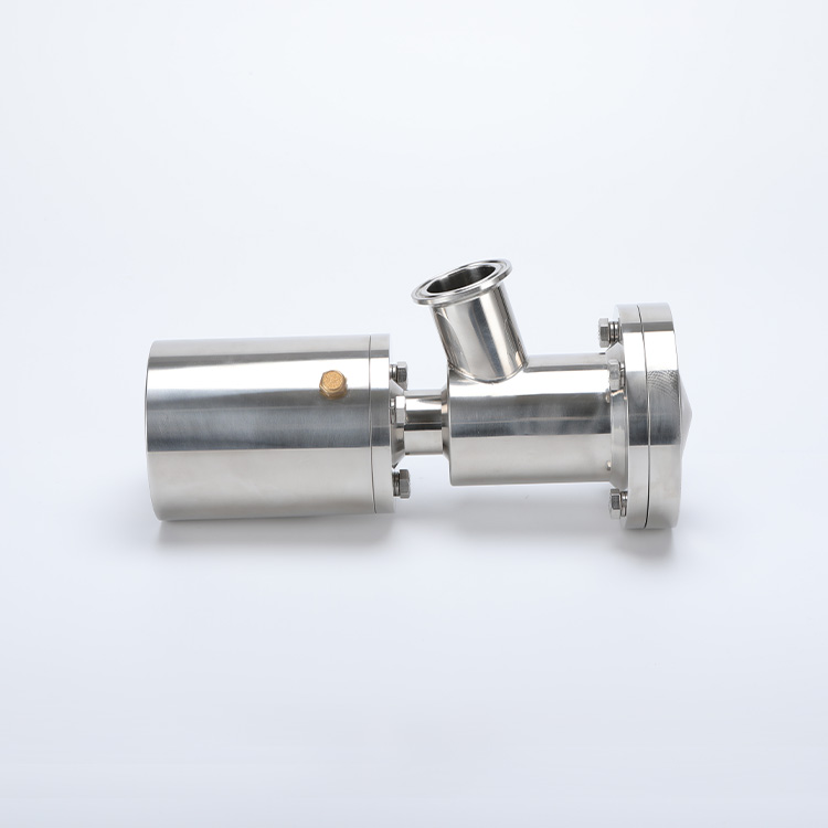 Upward display tank bottom pneumatic valve
