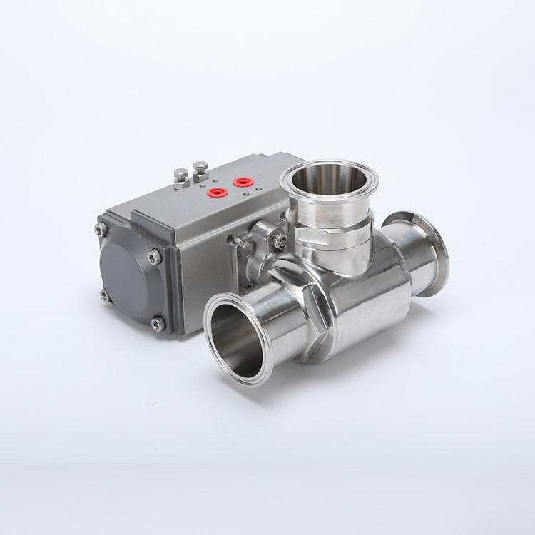 Pneumatic quick installation three-way ball valve