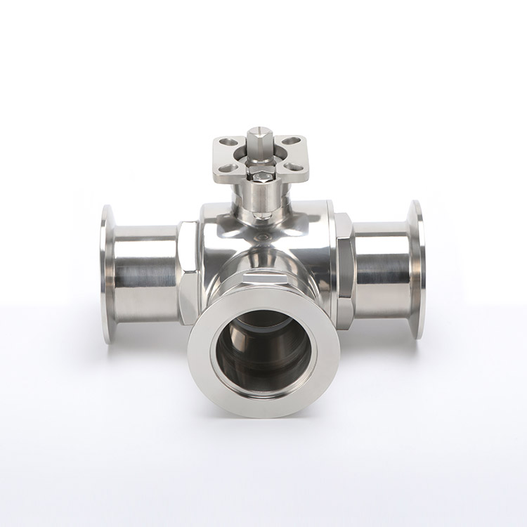 High platform vacuum three-way ball valve