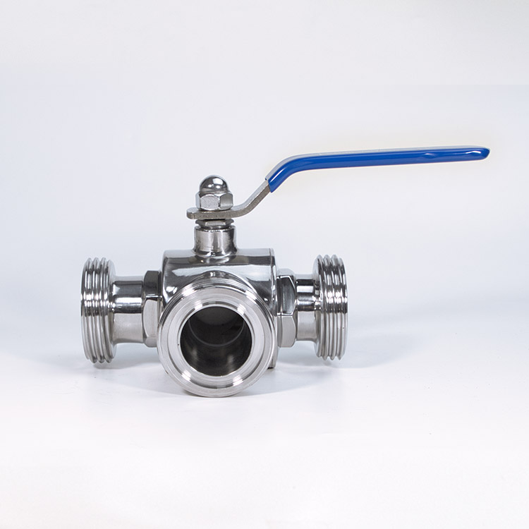 External thread three-way ball valve